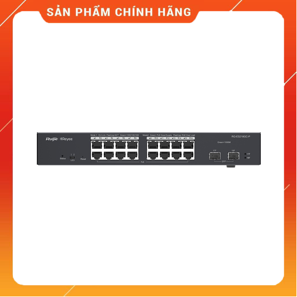 Switch Ruijie Reyee RG-ES218GC-P 18-Port Gigabit Smart POE - Hàng chính hãng