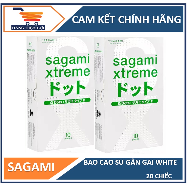 Combo 2 hộp bao cao su gân gai Sagami Extreme White 20 cái