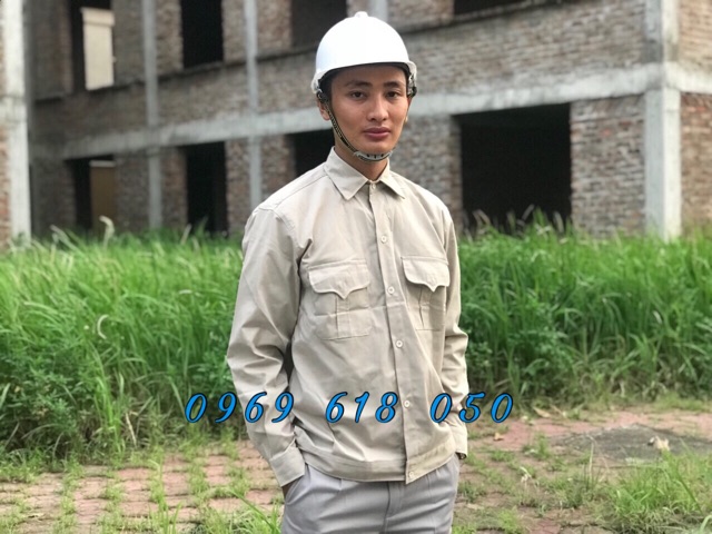 QUẦN ÁO BẢO HỘ LAO ĐỘNG - BỘ QUẦN ÁO CÔNG NHÂN - MÀU GHI - VẢI V21