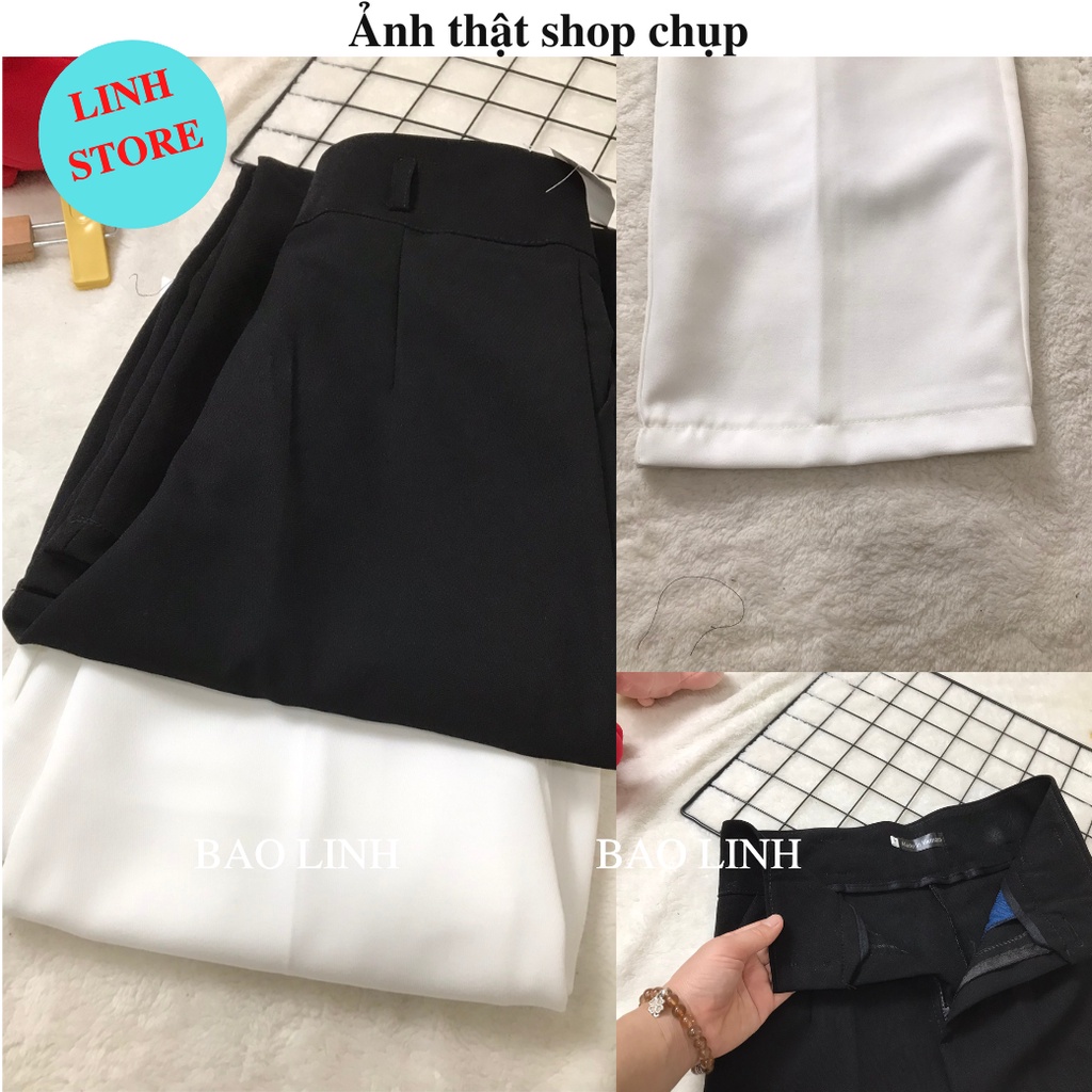 Quần Ống Rộng Nữ Lưng Cao LINH STORE, Quần Suông Culletos Công Sở Phối Hai Cúc Bản To Chất Liệu Tuyết Mưa Vitex Mặc Đi L