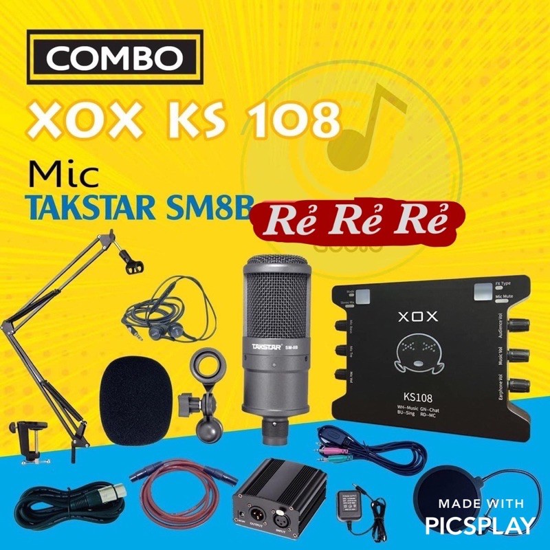 Chọn bộ thu âm Mic takstar sm8B-Card xox Ks108 bảo hành 1 năm