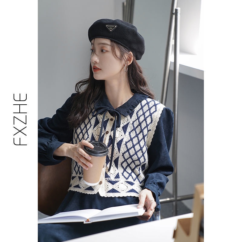 Áo Khoác Cardigan Dệt Kim Không Tay Thêu Họa Tiết Thời Trang Thu Đông Cho Nữ