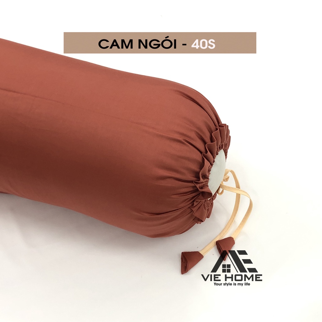 Vỏ gối ôm lụa Tencel 40s VIE HOME - Bedding, hàng đẹp kích thước 35x100cm trơn màu cao cấp
