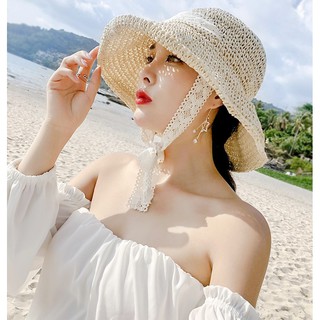 Mũ Cói Mềm Thắt Nơ Ren Vintage