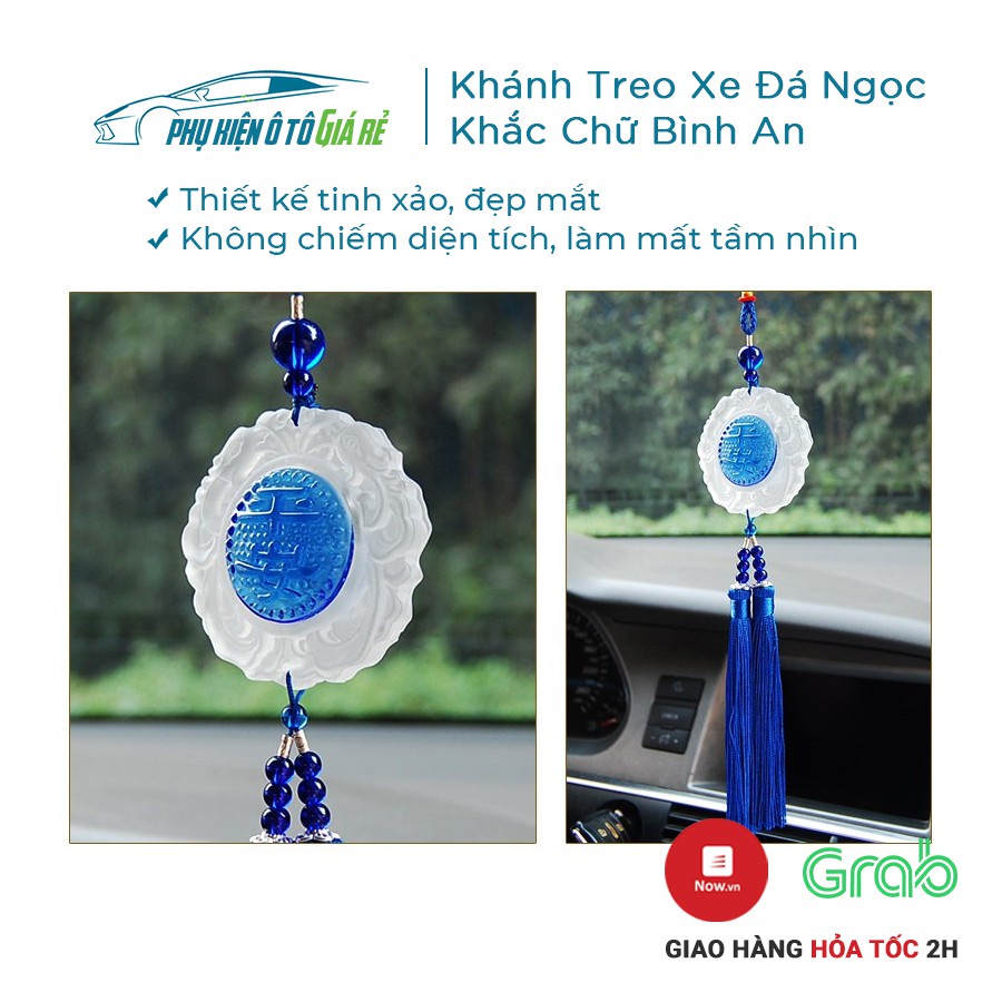 Khánh Treo Xe Ô Tô Đá Ngọc Tự Nhiên Khắc Chữ Bình An