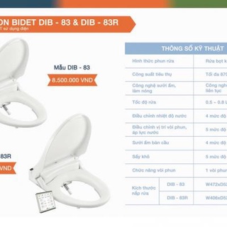 Nắp Vệ Sinh Thông Minh Cảm Ứng DIB83R
