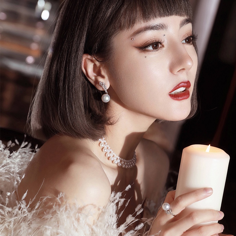 Vòng Cổ Dây Xích Thắt Nơ Đính Ngọc Trai Thiết Kế Đơn Giản Kiểu Pháp Thanh Lịch Hàng Mới Dành Cho Bạn Nữ