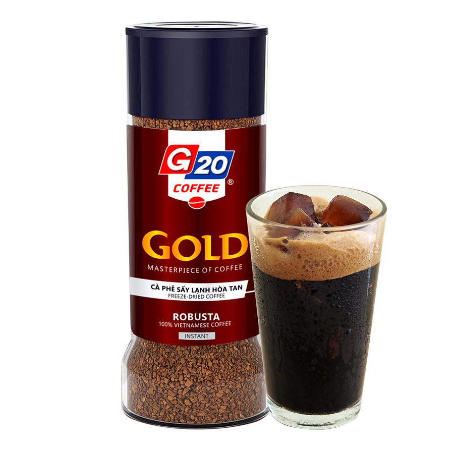 [XUẤT ÂU] Cà Phê Sấy Lạnh Hòa Tan GOLD Robusta 100% G20 - Cà Phê Tinh Thể Nguyên Chất, Đậm Đà, Đạt Chứng Nhận FDA Hoa Kỳ