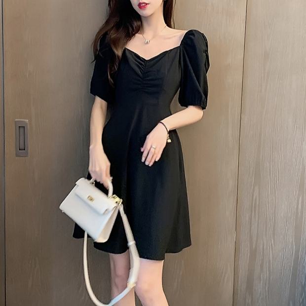Đầm Đen Kiểu Retro Pháp Thiết Kế Thanh Lịch Cho Nữ