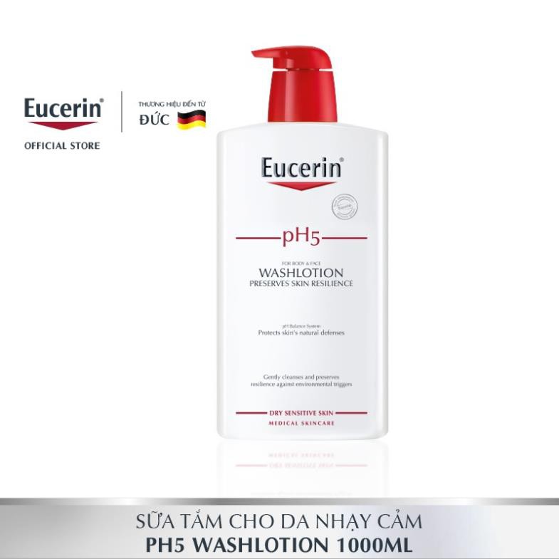 Sữa tắm làm sạch da cho cơ thể nhạy cảm Eucerin pH5 for Body & Face Washlotion 1000ml - 63075