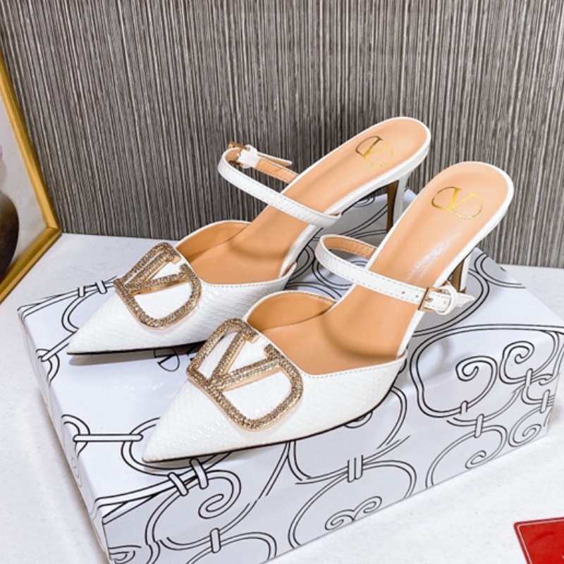 Valentino Giày Cao Gót 8Cm Mũi Nhọn Chất Liệu Da Thời Trang Cho Nữ