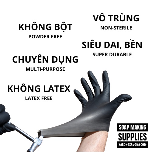 Găng tay làm xà phòng - Găng tay cao su không bột, siêu dai dày, chuyên dụng cho làm xà phòng, y tế, spa, phun xăm