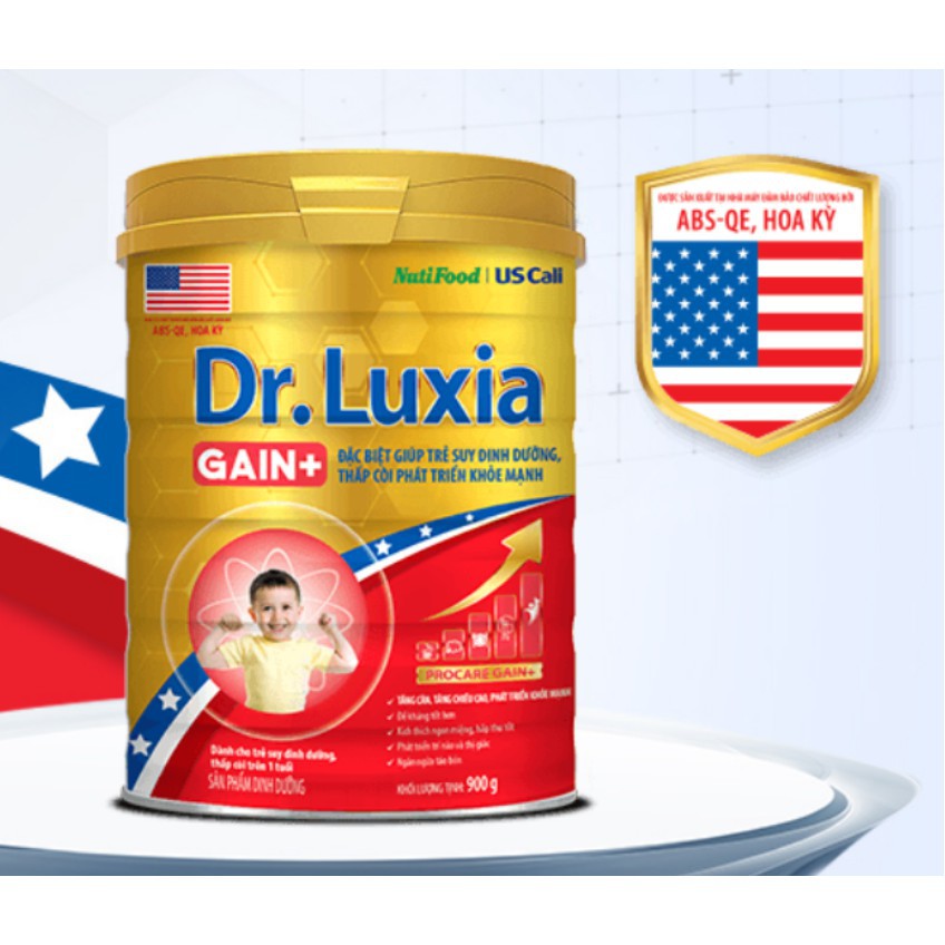 Sữa DR. LUXIA GAIN + Lon 900g (ĐẶC BIỆT GIÚP TRẺ SUY DINH DƯỠNG, THẤP CÒI PHÁT TRIỂN KHỎE MẠNH)