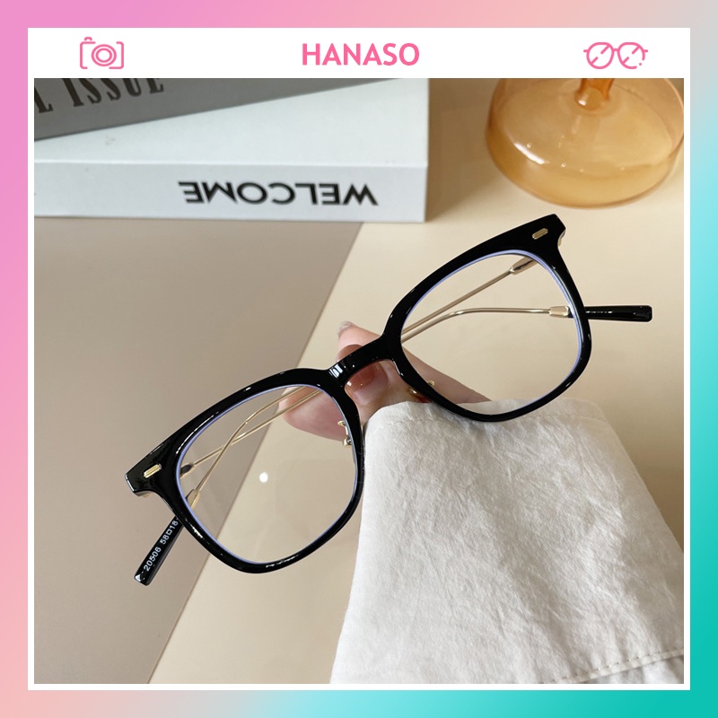 Gọng kính cận hợp kim thời trang nam nữ cao cấp cốt càng mảnh chắc chắn chống tia bức xạ và ánh sáng xanh HANASO 089