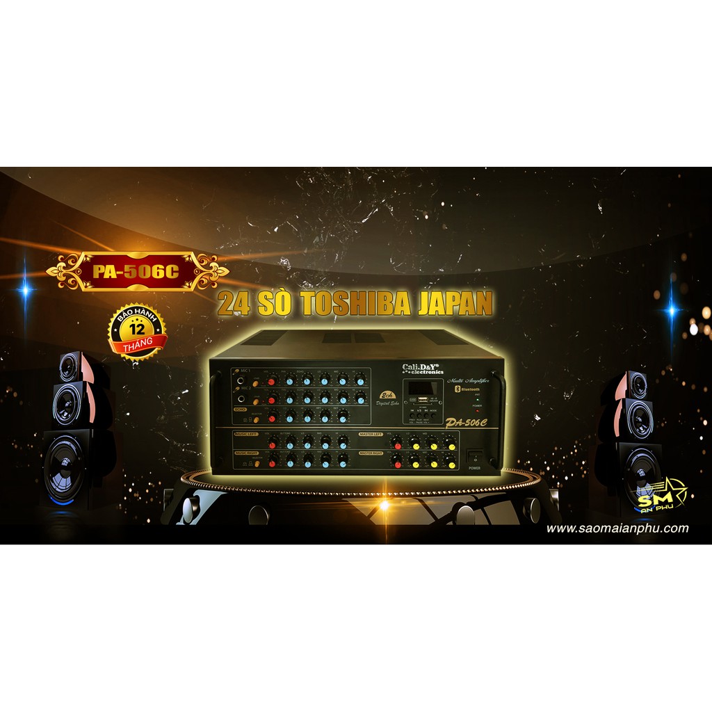 Amply 24 Sò Bluetooth Sân Khấu Karaoke Hội Thảo Gia Đình Cali.D&Y PA-506C
