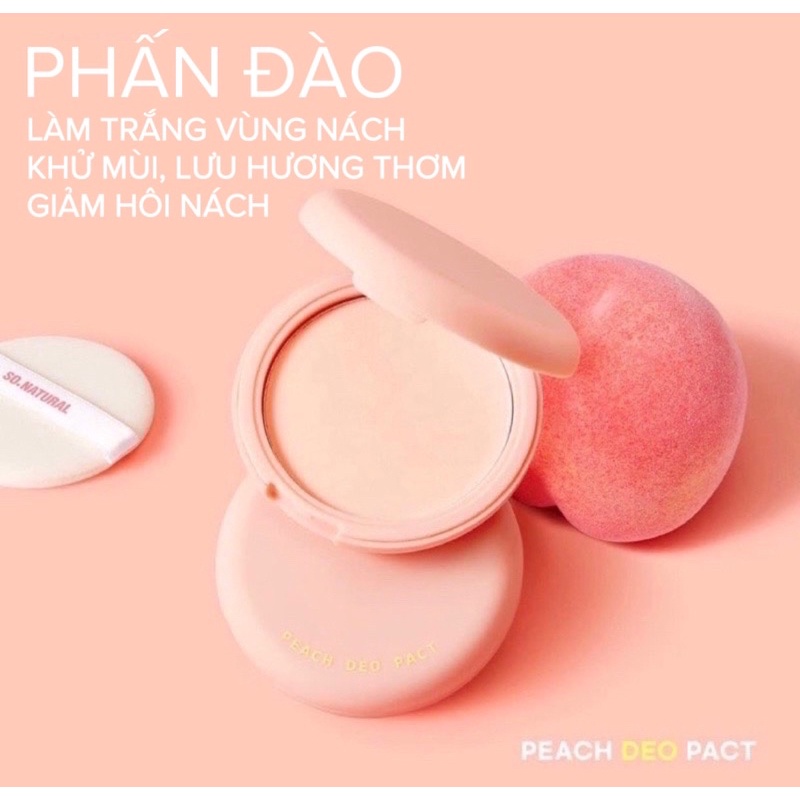 [Tặng mặt nạ] Phấn nách hỗ trợ giảm thâm, làm sáng da, lưu hương đào Peach Deo Pact So Natural 10gram