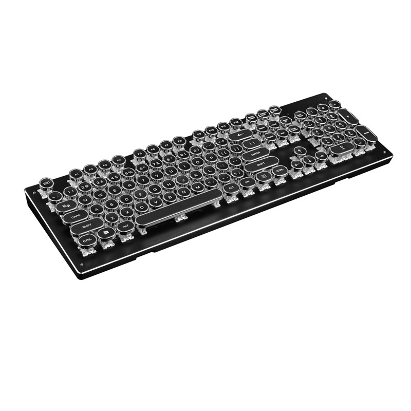 Retro Mechanical Gaming Keyboard, 14 RGB Backlit, Blue Switch -Tactile & Clicky, Typewriter Style, 104 Keys