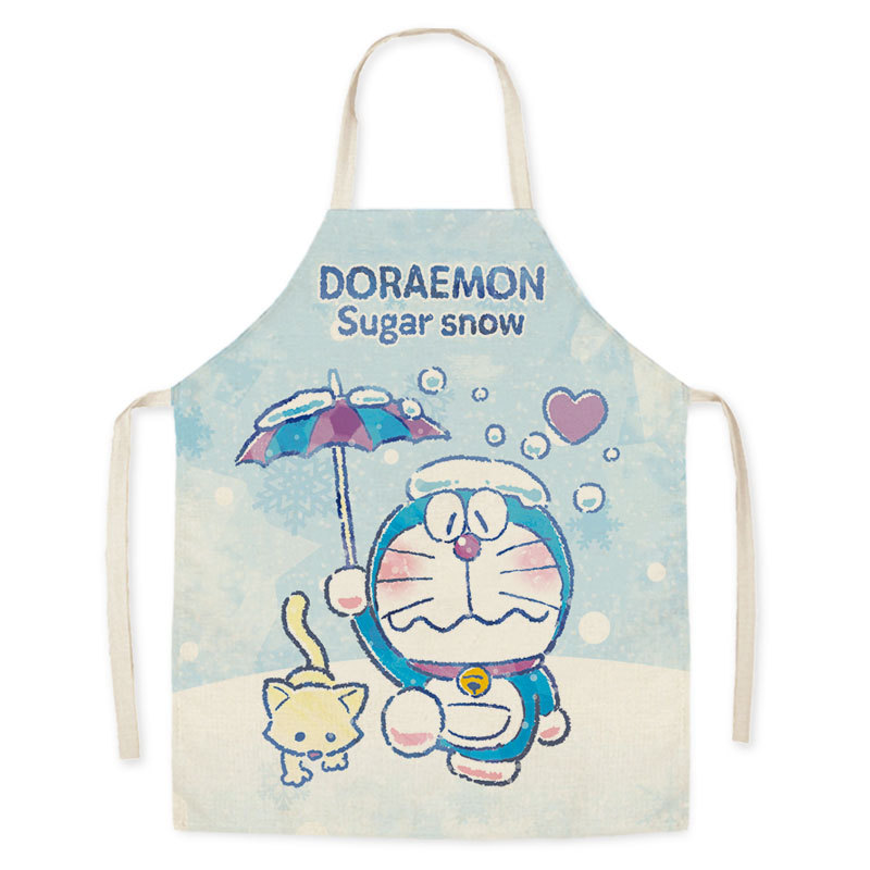 Hoạt Hình Tạp Dề Vải Lanh In Hình Doraemon Đáng Yêu Cho Gia Đình