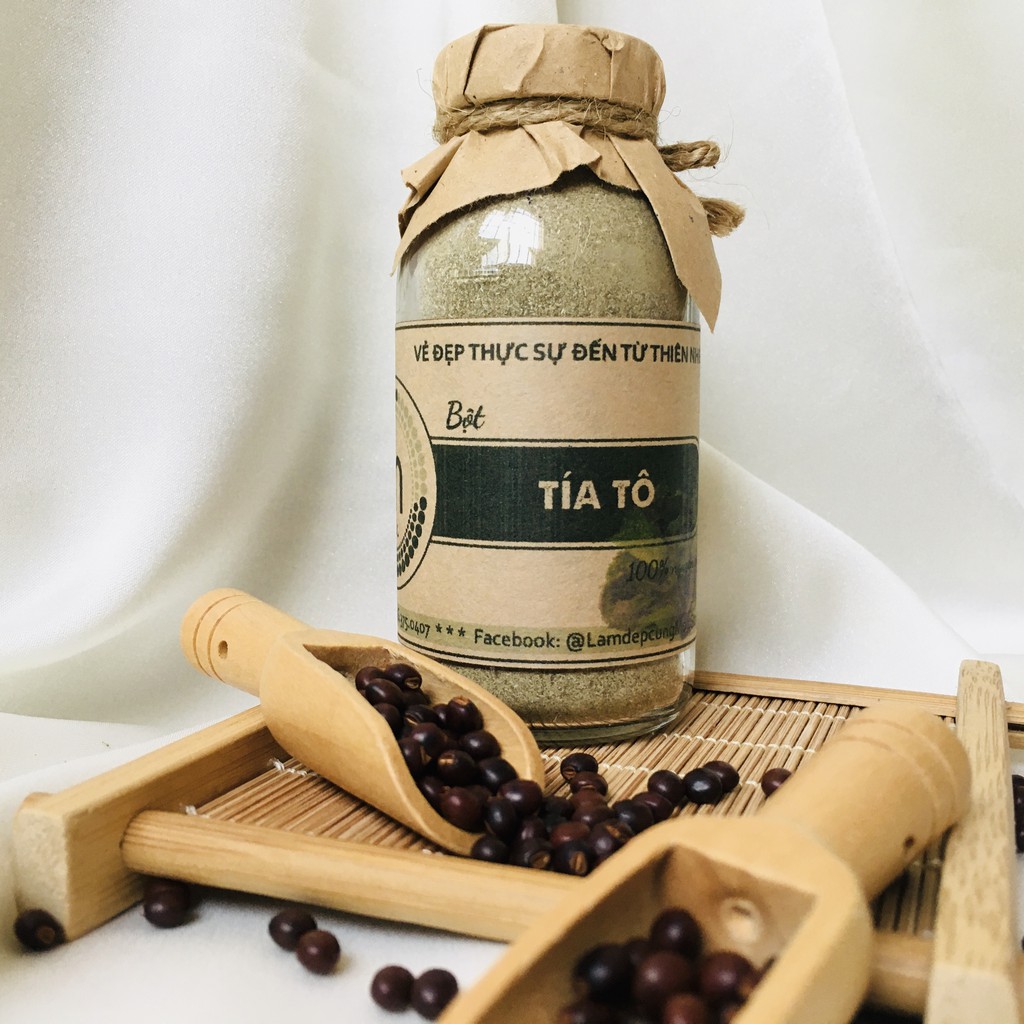 Bột Tía Tô đắp mặt nạ giảm mụn nguyên chất handmade 100ml (50g)