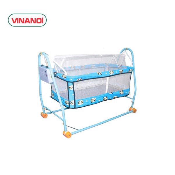 Nôi Võng Tự Động Giá Rẻ Cho Bé Tối Đa 20kg VINANOI-Lồng Nôi Có 2 Màu Xanh, Hồng-Khung Thép Sơn Tĩnh Điện-Máy Đưa Nôi Êm