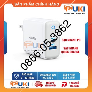 Cốc Sạc Anker PowerPort Atom PD III 60W 2 Cổng - Hàng Chính Hãng