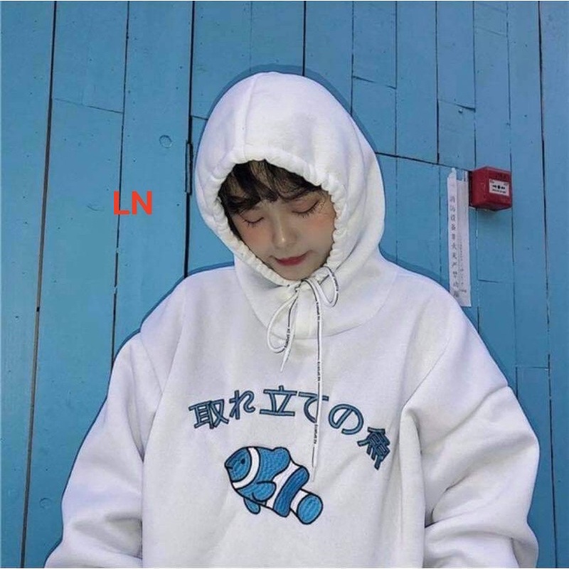 Áo hoodie cá xanh chữ tàu TH6