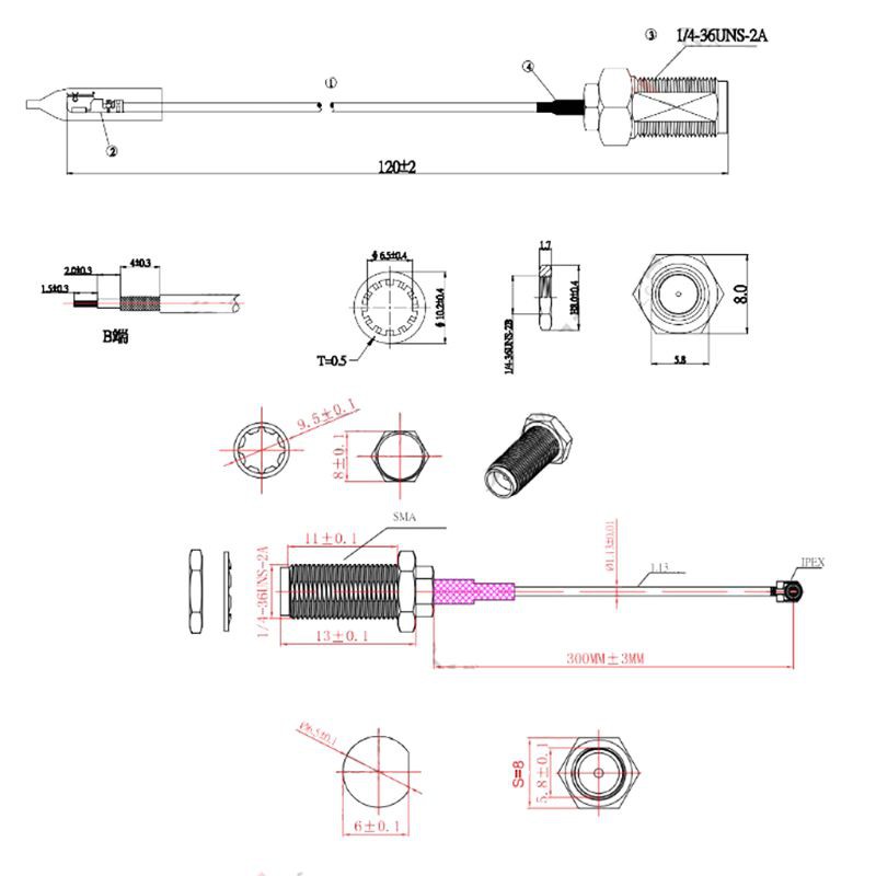 Set 5 Dây Cáp Nối Dài Anten Wifi Ipx Sang Rp Sma Ipx Tp-Sma Jack Sma Sang Ipx 1.13