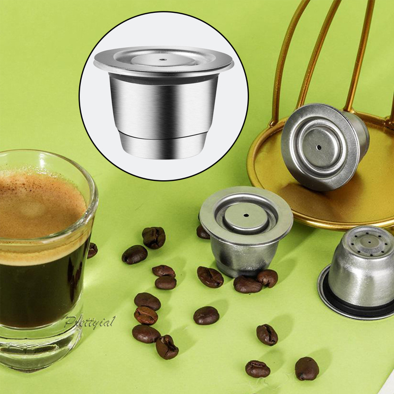 [PRETTYIA1]Refillable Coffee Capsule Reusable Coffee Pod PP Tamper
