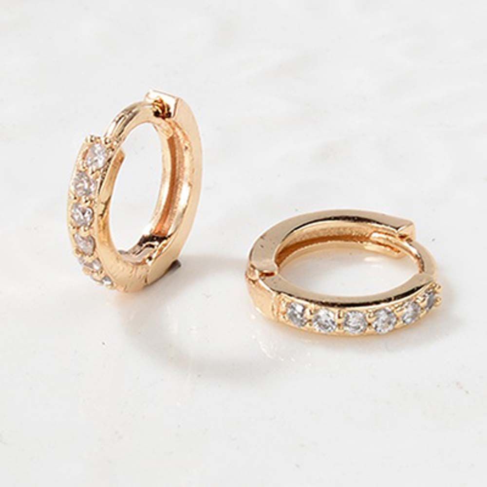 Khuyên tai đính đá Zircon tròn 8mm phong cách Punk cá tính