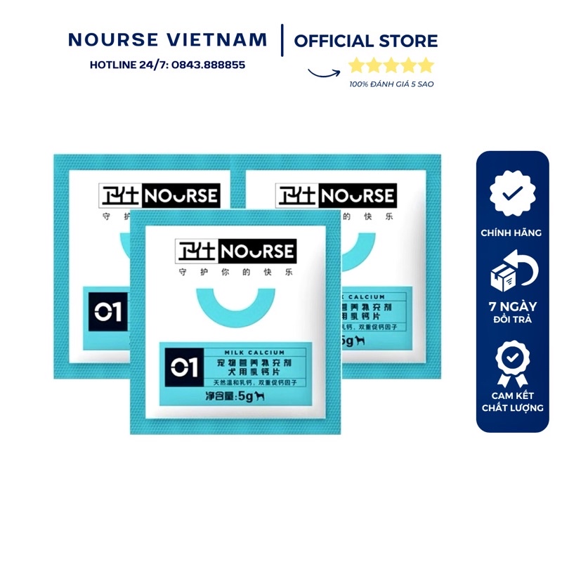 Nourse 01 Vitamin bổ sung canxi cho chó mèo hỗ trợ phát triển răng và xương (5gr)