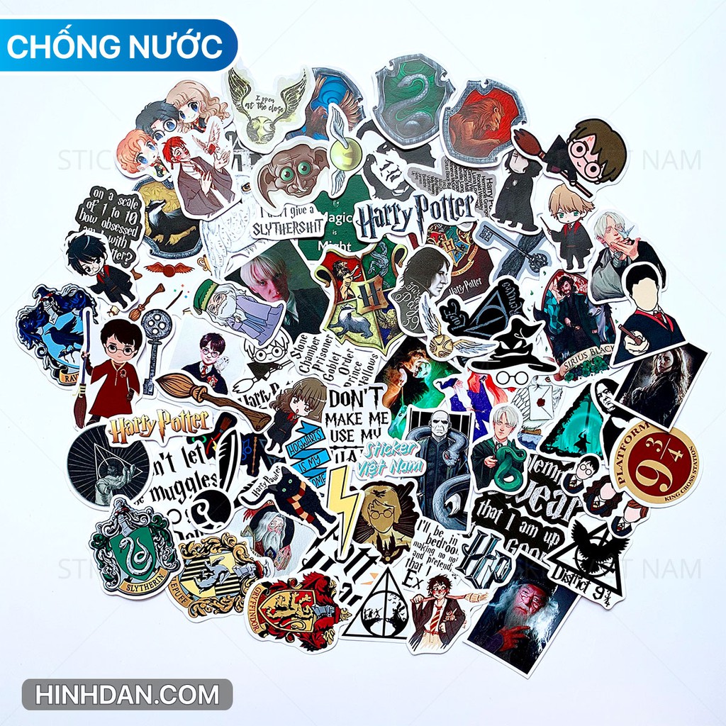 Sticker HARRY POTTER chống nước dán nón bảo hiểm, laptop, máy tính, xe, đàn guitar