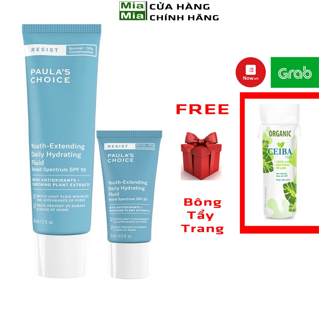 Kem Chống Nắng Paula's Choice Resist Youth-Extending Daily Hydrating Fluid SPF 50 Chống Nắng Phổ Rộng, Ngăn Ngừa Lão Hóa