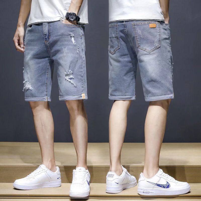 Quần Short Denim Ống Rộng Nhiều Túi Phong Cách Nhật Bản Dành Cho Nam