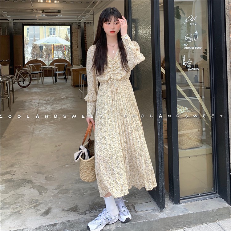 Váy hoa nhí dài xếp ly | BigBuy360 - bigbuy360.vn