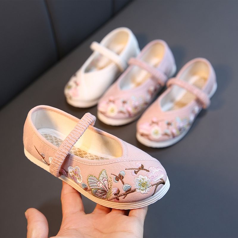 Giày búp bê thêu họa tiết phong cách Trung Hoa xinh xắn cho bé gái