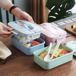 ( TẶNG MUỖNG ĐŨA) HỘP CƠM LÚA MẠCH 3 NGĂN CÓ QUAI XÁCH