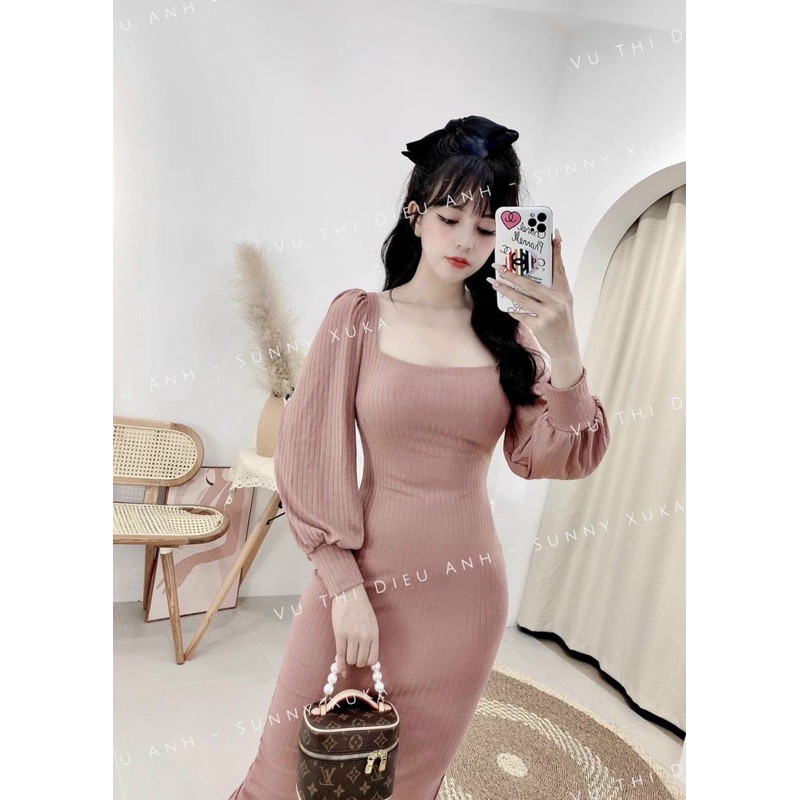 VÁY BODY TAY BỒNG CỔ VUÔNG MS17283