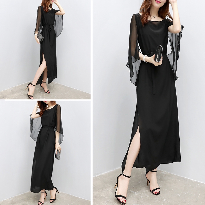 Mới Đầm Maxi Chất Chiffon Thiết Kế Xẻ Quyến Rũ