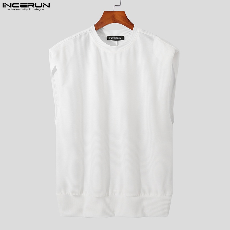 Áo thun ba lỗ INCERUN màu sắc đơn giản cho nam