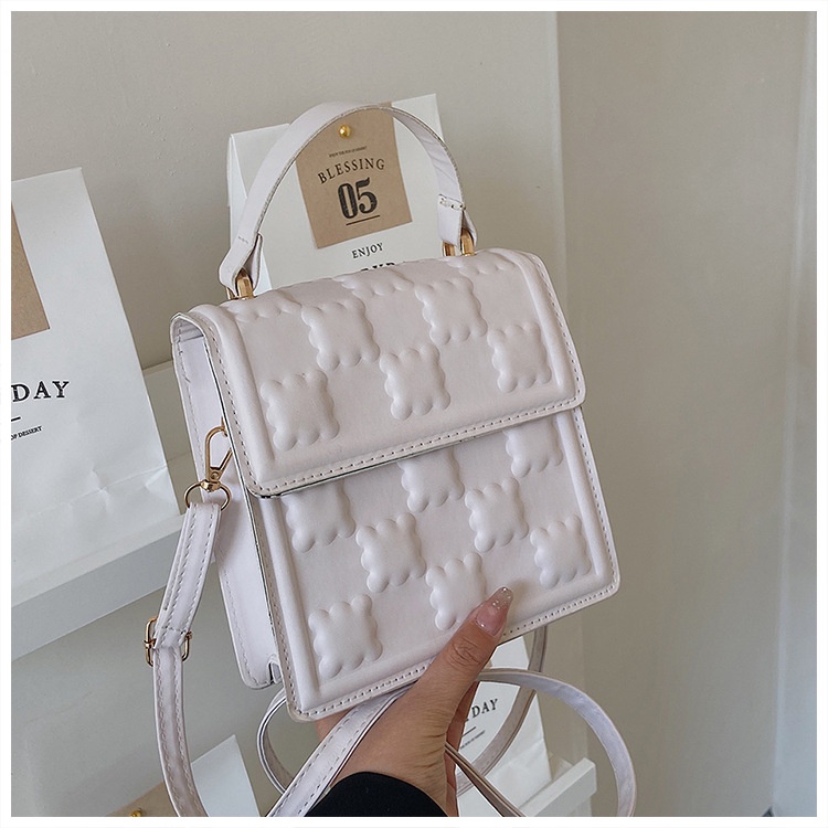 Túi Xách Đeo Vai Hình Vuông Dập Nổi Màu Trơn Phong Cách Thời Trang Hàn Quốc 2022