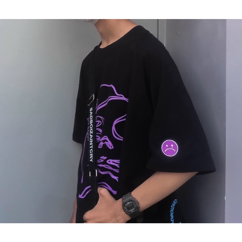 Áo thun sad boiz sad story logo thêu mặt cười (full tag)