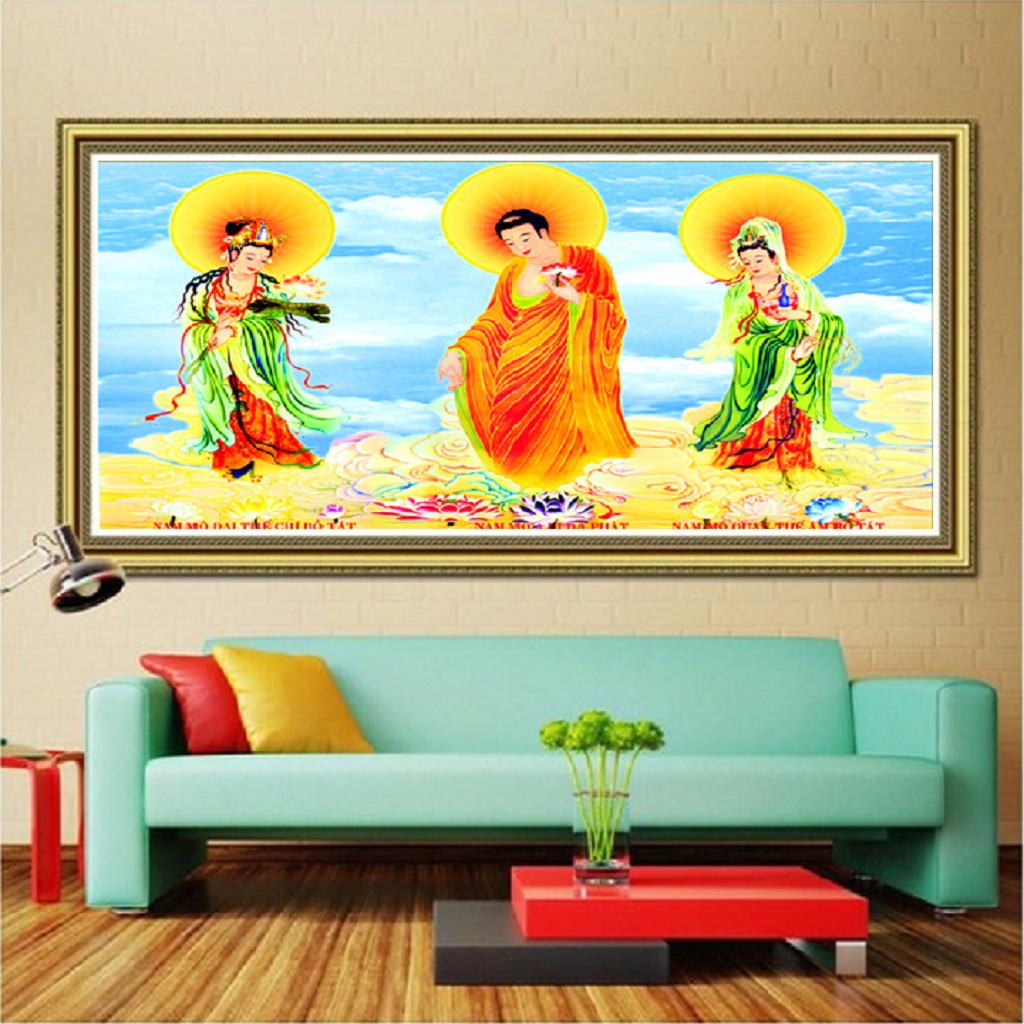 Tranh đính đá Phật Tây Phương Tam Thánh VS156 KT:120*80cm