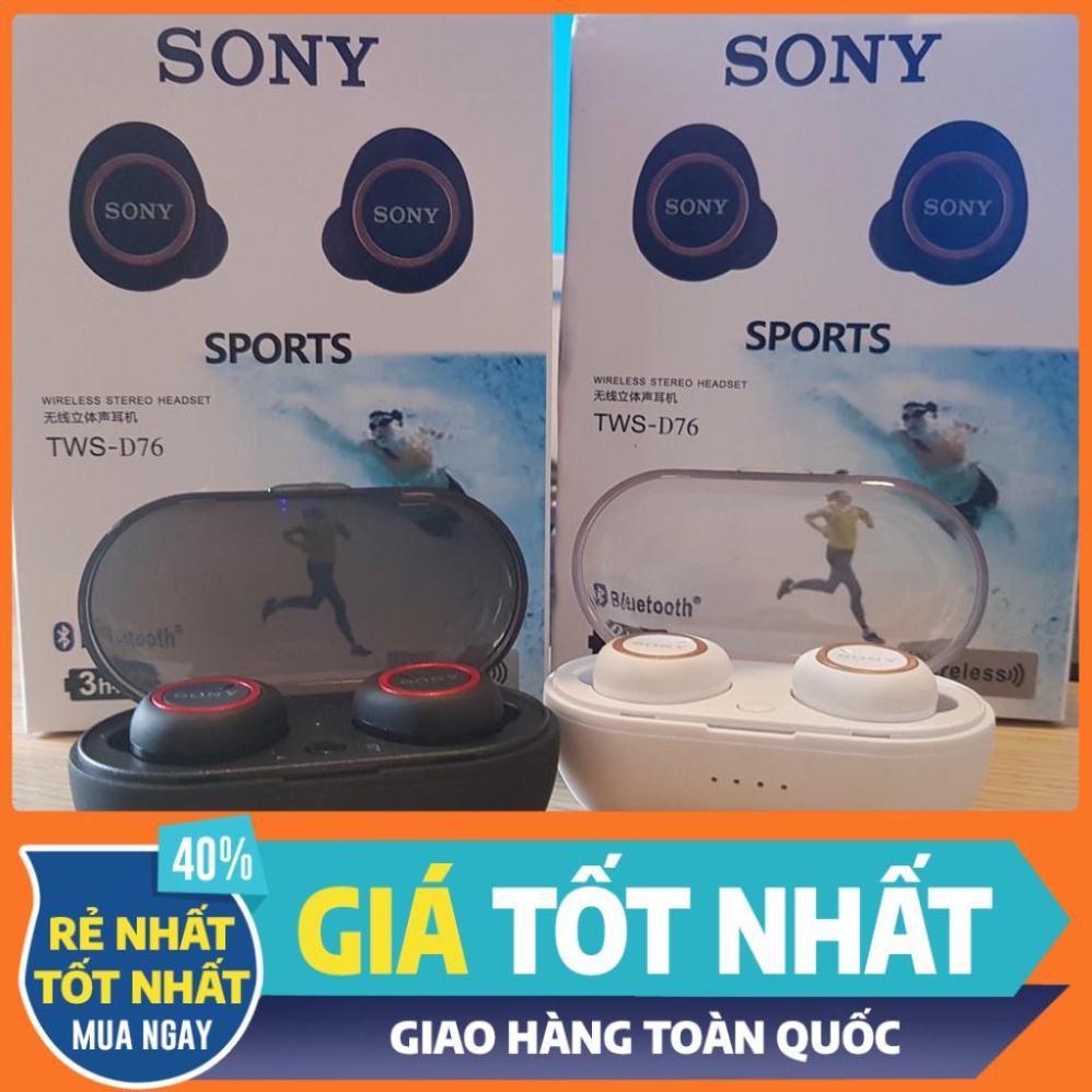 [Xả Kho + Miễn Phí Vận Chuyển] TAI NGHE BLUETOOTH SONY | Tai Nghe Sony Tws D76 | Nghe Nhạc + Đàm Thoại 3 Tiếng | 23002