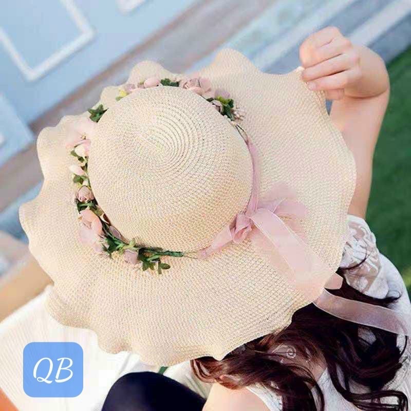 NÓN CÓI HOA ĐI BIỂN VÀNH SÓNG MŨ NỮ CHỐNG NẤNG VÀNH RỘNG