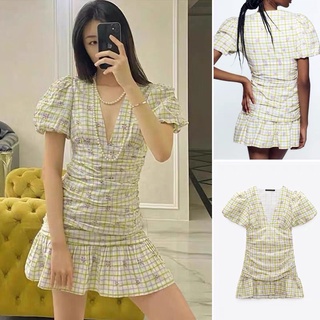 Váy đầm mini dáng đuôi cá xoè phối nhún