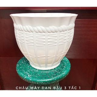 Chậu nhựa mây đan bầu 260