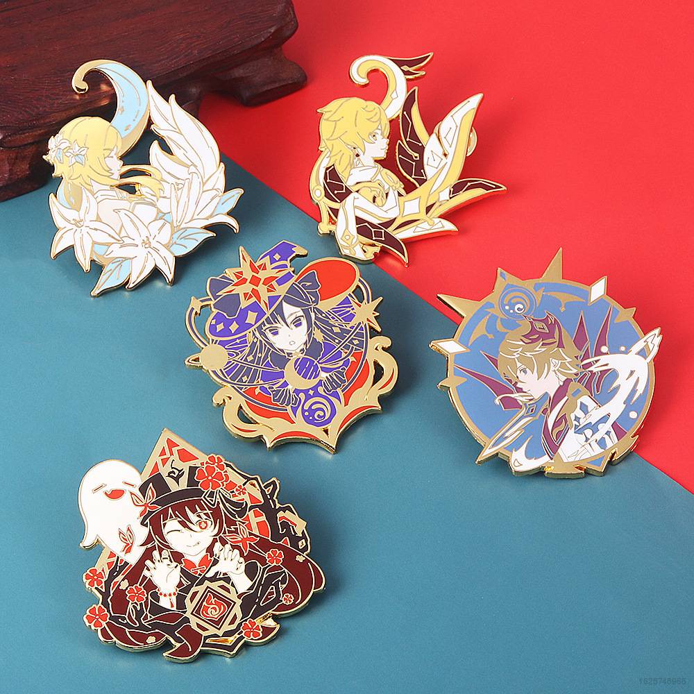 Huy Hiệu Cài Áo Bằng Hợp Kim Hình Anime Tartaglia Lumine Aether Mona Hutao Làm Quà Tặng Trang Trí