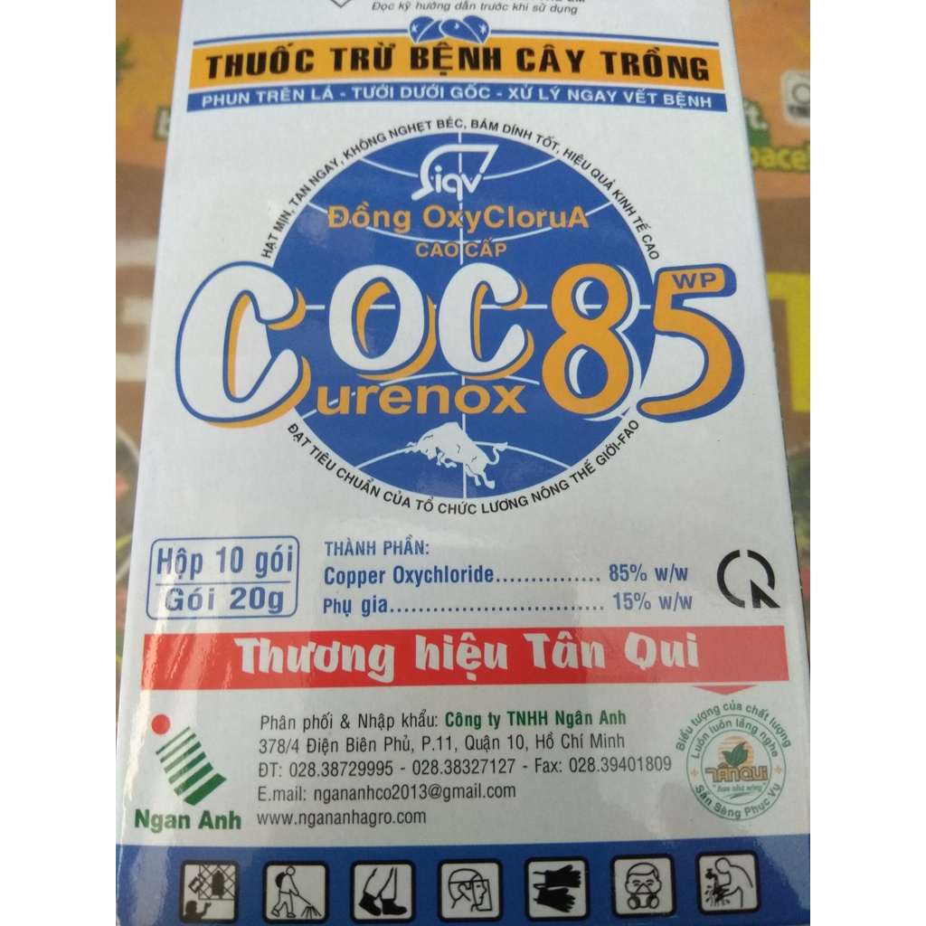 Hộp 10 gói trừ bệnh cây trồng Đồng OxyClorua CoC 85- gói 20 g