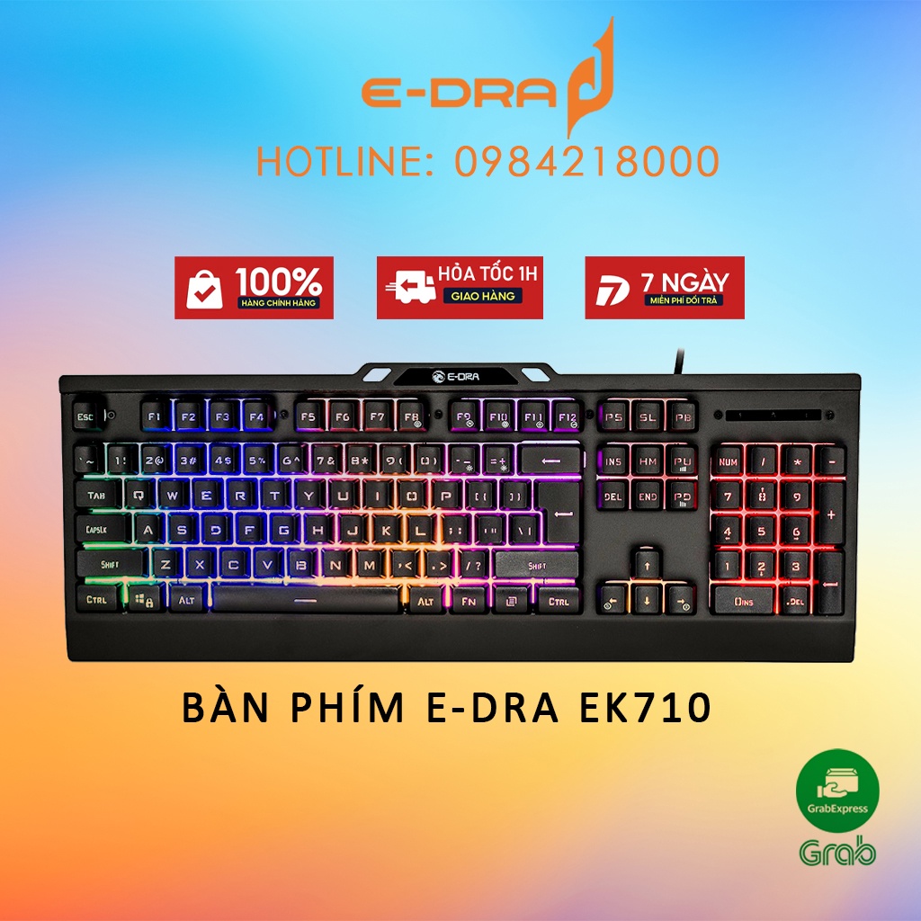 Bàn phím Gaming EDRA EK701 Chống nước tuyệt đối Led RGB Màu đen BH 24 tháng
