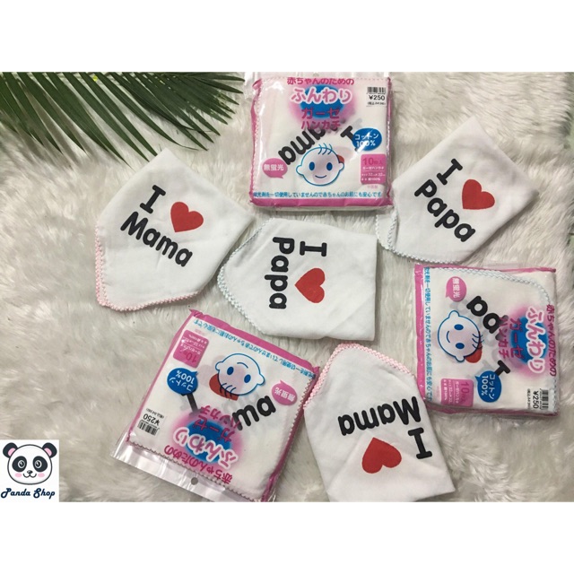 Khăn xô sữa 2 lớp xuất Nhật i love mama/papa